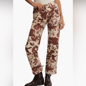 We The Free/ Free People Risk Taker Brown and Cream Patterned Straight Leg Pants
